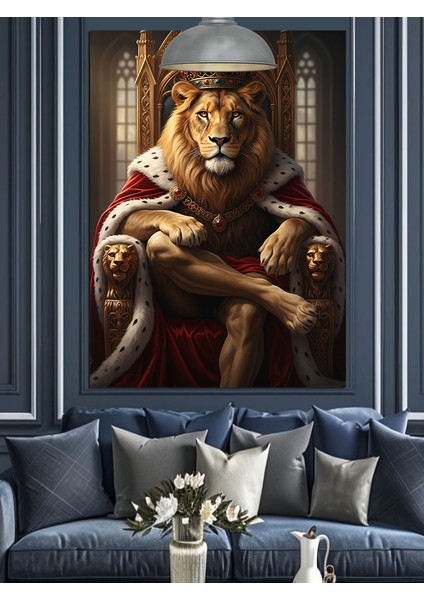 Kral Aslan Dekoratif Kanvas - Mdf Ahşap Tablo