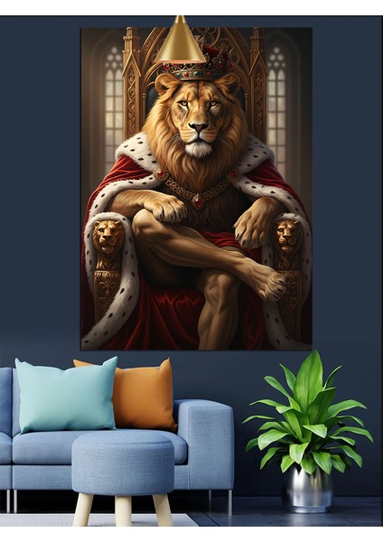 Kral Aslan Dekoratif Kanvas - Mdf Ahşap Tablo modelleri