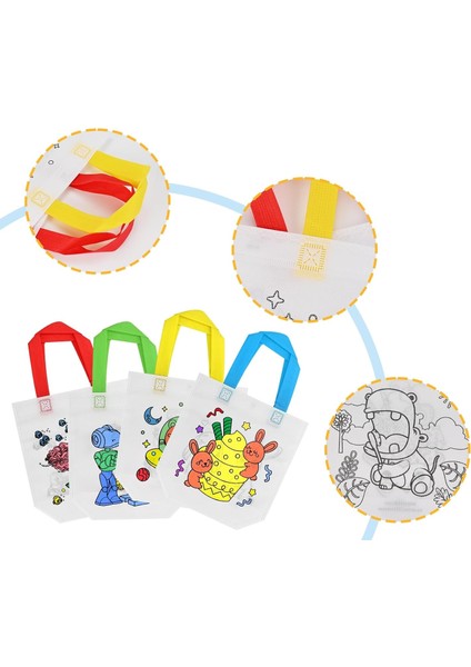 Temalı Boyanabilir Bez El Çantası – Çocuklar Için Eğitici Etkinlik Çantası 3 Boya Kalemi Hediyeli modelleri