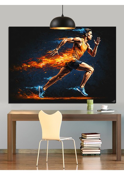 Koşan Sporcu Hız Enerji Dekoratif Kanvas - Mdf Ahşap Tablo