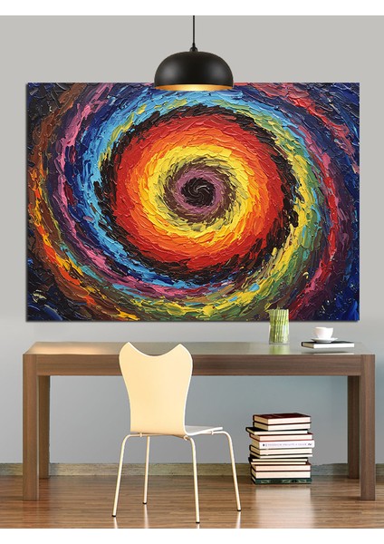 Soyut Renkli Çember Desen Dekoratif Kanvas - Mdf Ahşap Tablo
