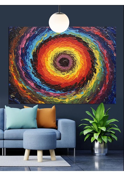 Soyut Renkli Çember Desen Dekoratif Kanvas - Mdf Ahşap Tablo fiyatları