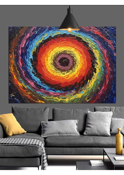Soyut Renkli Çember Desen Dekoratif Kanvas - Mdf Ahşap Tablo fırsatları