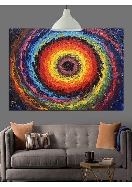 Soyut Renkli Çember Desen Dekoratif Kanvas - Mdf Ahşap Tablo indirimleri