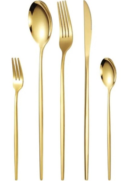 30 Parça Gold Çatal Kaşık Bıçak Seti Kararma Yapmaz modelleri