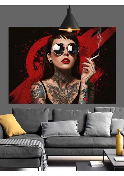 Vintage Fotoğraf Tarzı Gözlüklü Kadın Dekoratif Kanvas - Mdf Ahşap Tablo fırsatları