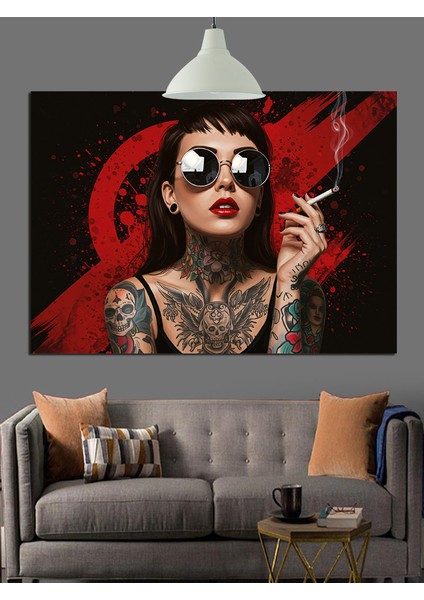 Vintage Fotoğraf Tarzı Gözlüklü Kadın Dekoratif Kanvas - Mdf Ahşap Tablo indirimleri