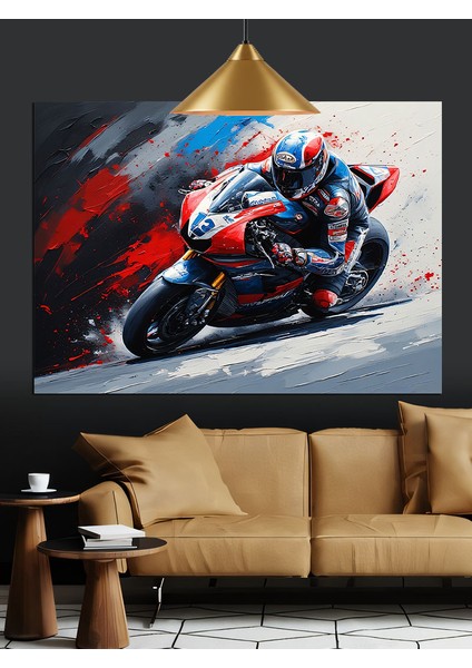 Motosiklet Hız Soyut Sanat Dekoratif Kanvas - Mdf Ahşap Tablo
