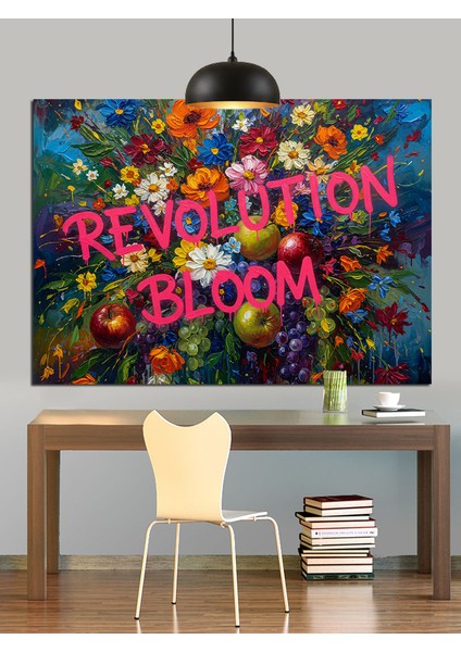 Yeniden Doğuş Bloom Yazı Dekoratif Kanvas - Mdf Ahşap Tablo