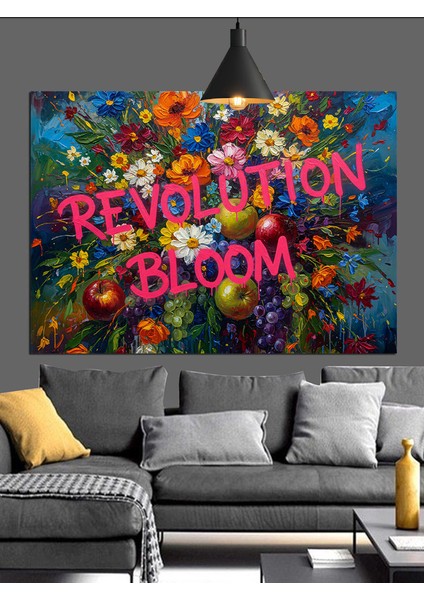 Yeniden Doğuş Bloom Yazı Dekoratif Kanvas - Mdf Ahşap Tablo fırsatları