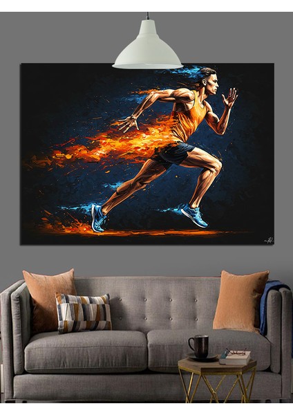 Koşan Sporcu Hız Enerji Dekoratif Kanvas - Mdf Ahşap Tablo indirimleri