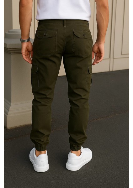 Erkek Lastikli Yüksek Bel Haki Taktik Kargo Pantolon indirimleri