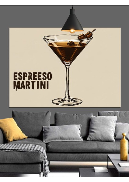 Espresso Martini Kokteyl Çizimi Dekoratif Kanvas - Mdf Ahşap Tablo fiyatları