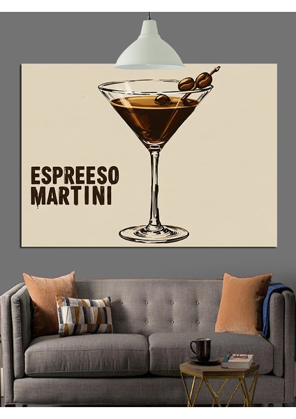 Espresso Martini Kokteyl Çizimi Dekoratif Kanvas - Mdf Ahşap Tablo modelleri