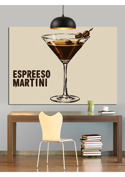 Espresso Martini Kokteyl Çizimi Dekoratif Kanvas - Mdf Ahşap Tablo fırsatları