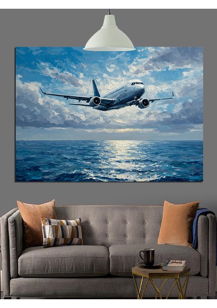 Uçak Su Üstü Uçuş Dekoratif Kanvas - Mdf Ahşap Tablo fiyatları