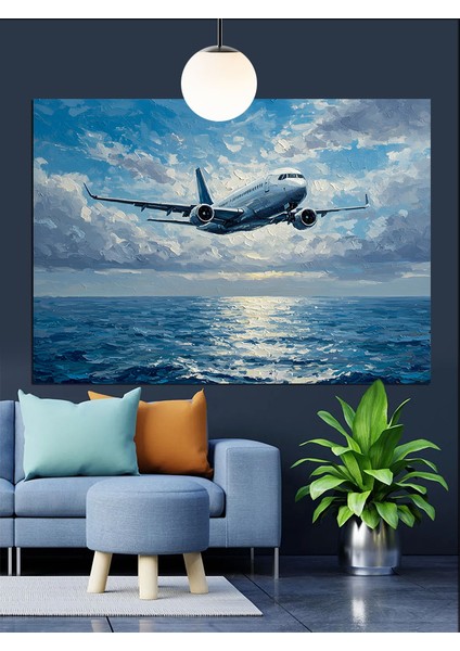 Uçak Su Üstü Uçuş Dekoratif Kanvas - Mdf Ahşap Tablo fırsatları