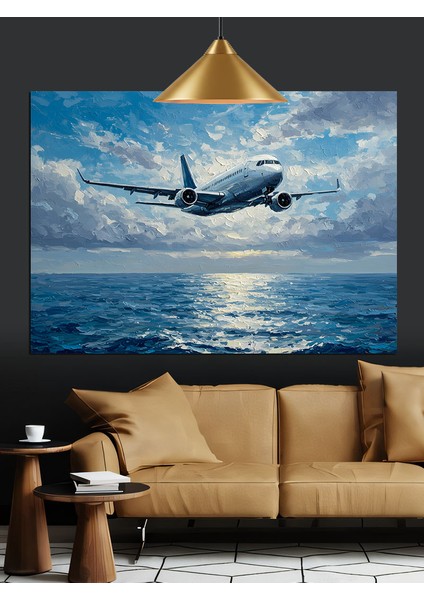 Uçak Su Üstü Uçuş Dekoratif Kanvas - Mdf Ahşap Tablo indirimleri