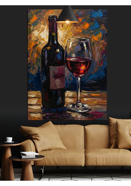 Şarap Kadehi ve Şişesi Masası Dekoratif Kanvas - Mdf Ahşap Tablo modelleri