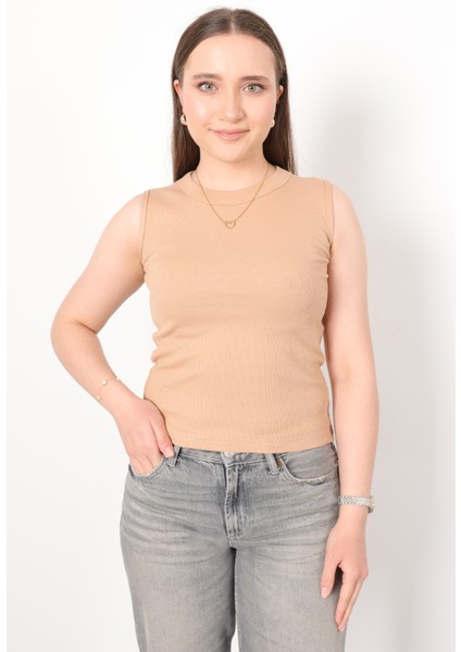 Kaşkorse Sıfır Kol Bisiklet Yaka Atlet Bluz