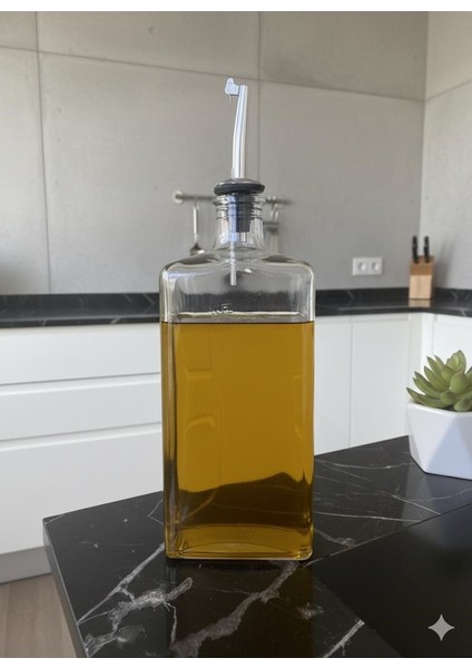 Gümüş Kapaklı, 750ML Otantik ve Şık Cam Yağdanlık , Sızdırmaz,sağlıklı