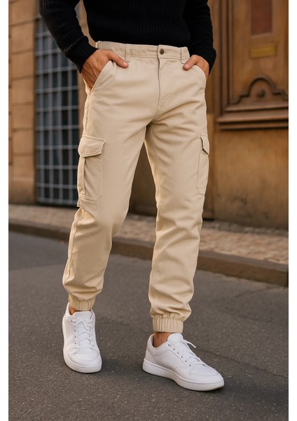 Erkek Trend Lastikli Yüksek Bel Taş Kargo Pantolon