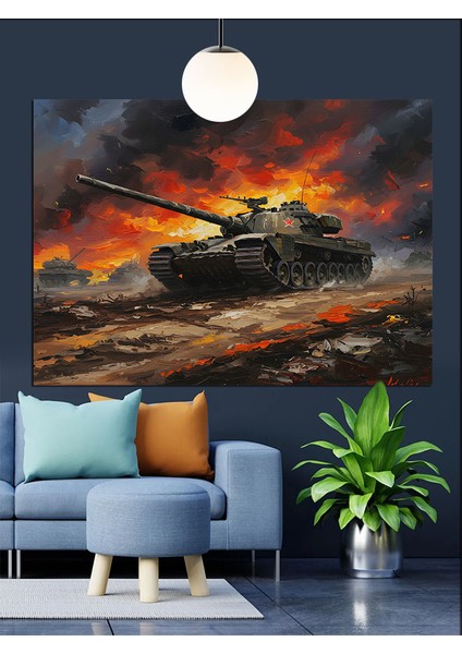 Savaş Alanında Tank Dekoratif Kanvas - Mdf Ahşap Tablo fiyatları