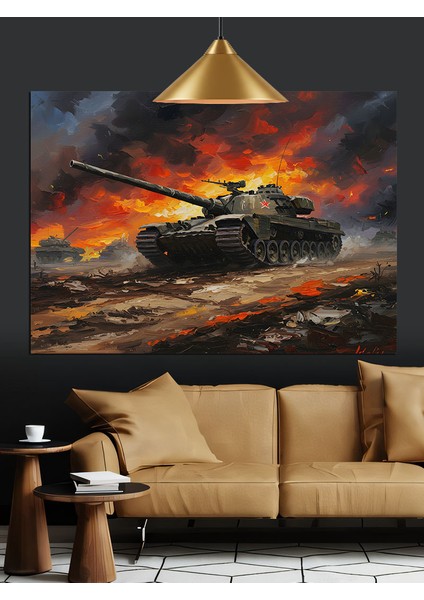 Savaş Alanında Tank Dekoratif Kanvas - Mdf Ahşap Tablo modelleri