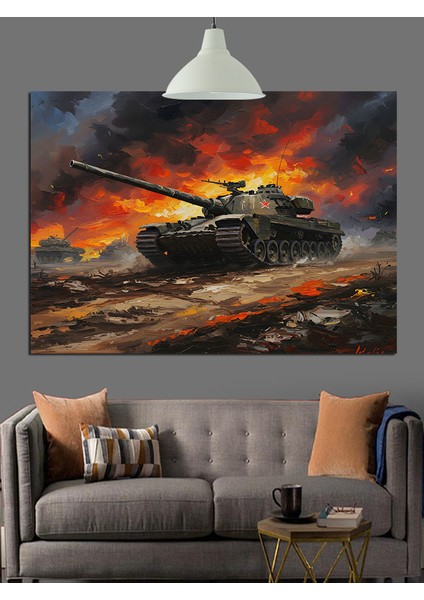 Savaş Alanında Tank Dekoratif Kanvas - Mdf Ahşap Tablo indirimleri