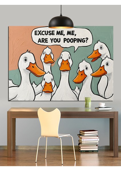 Komik Ördekler Konuşma Balonu Dekoratif Kanvas - Mdf Ahşap Tablo fiyatları