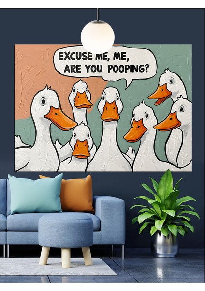 Komik Ördekler Konuşma Balonu Dekoratif Kanvas - Mdf Ahşap Tablo modelleri