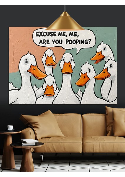 Komik Ördekler Konuşma Balonu Dekoratif Kanvas - Mdf Ahşap Tablo fırsatları