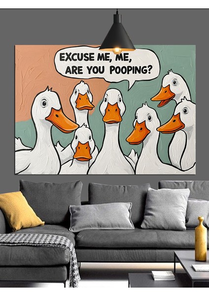 Komik Ördekler Konuşma Balonu Dekoratif Kanvas - Mdf Ahşap Tablo indirimleri