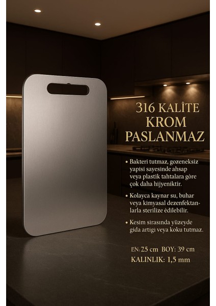 Paslanmaz Çelik Kesme Tahtası