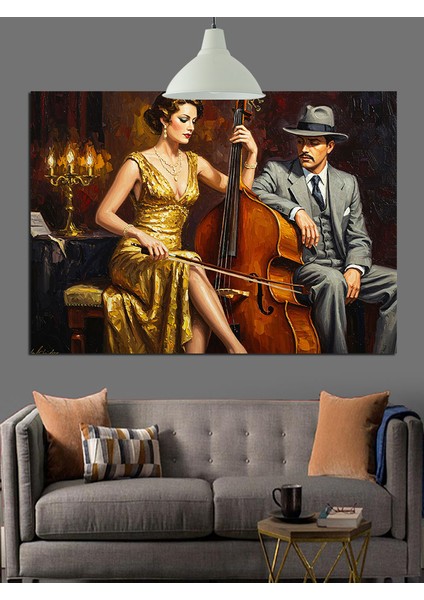 Caz Müzik Ikili Performans Dekoratif Kanvas - Mdf Ahşap Tablo fiyatları