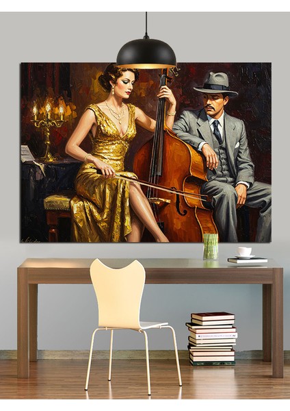 Caz Müzik Ikili Performans Dekoratif Kanvas - Mdf Ahşap Tablo modelleri