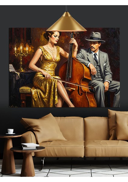 Caz Müzik Ikili Performans Dekoratif Kanvas - Mdf Ahşap Tablo indirimleri
