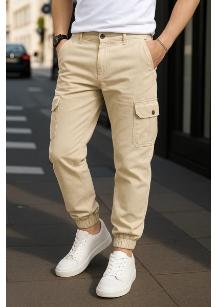 Erkek Lastikli Trend Yüksek Bel Taş Kargo Pantolon