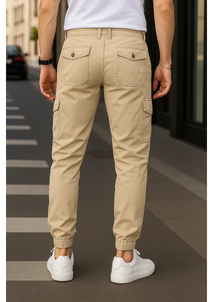 Erkek Lastikli Trend Yüksek Bel Taş Kargo Pantolon