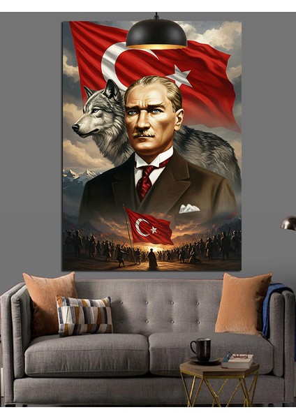 Kurt ve Mustafa Kemal Atatürk Dekoratif Kanvas - Mdf Ahşap Tablo modelleri