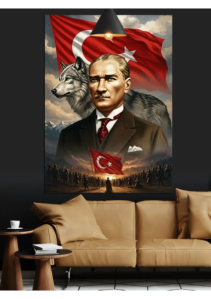 Kurt ve Mustafa Kemal Atatürk Dekoratif Kanvas - Mdf Ahşap Tablo indirimleri