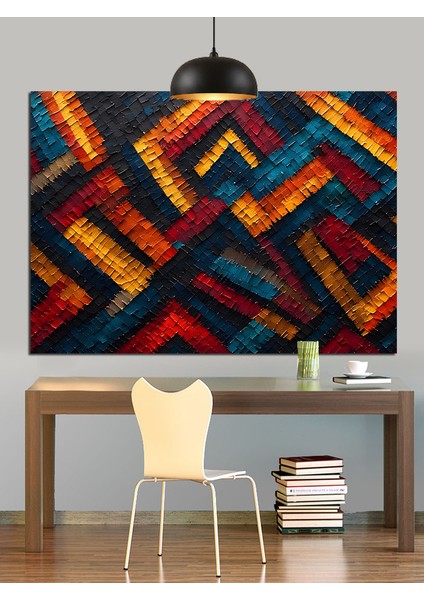 Etnik Desenli Soyut Dokuma Duvar Dekoratif Kanvas - Mdf Ahşap Tablo fiyatları