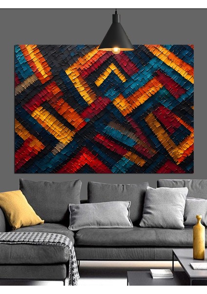 Etnik Desenli Soyut Dokuma Duvar Dekoratif Kanvas - Mdf Ahşap Tablo indirimleri