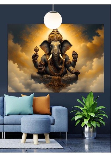 Oturan Hindu Tanrı Heykeli Dekoratif Kanvas - Mdf Ahşap Tablo fiyatları