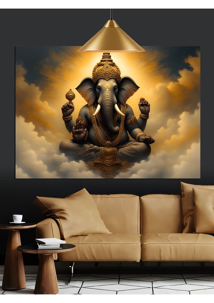 Oturan Hindu Tanrı Heykeli Dekoratif Kanvas - Mdf Ahşap Tablo modelleri