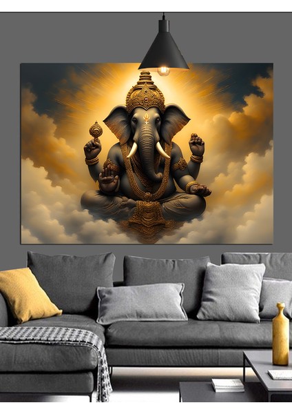Oturan Hindu Tanrı Heykeli Dekoratif Kanvas - Mdf Ahşap Tablo fırsatları