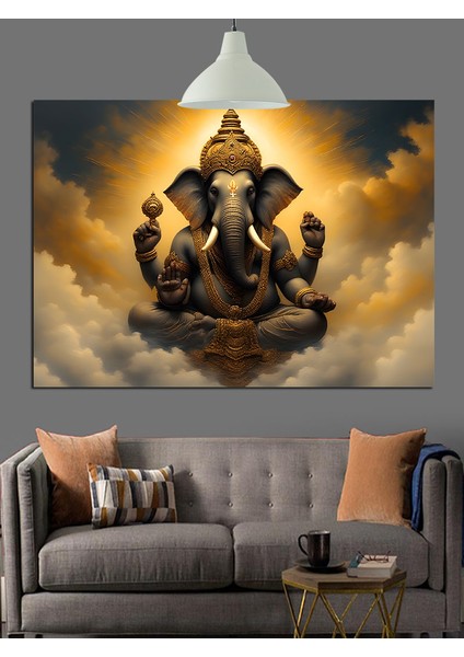 Oturan Hindu Tanrı Heykeli Dekoratif Kanvas - Mdf Ahşap Tablo indirimleri