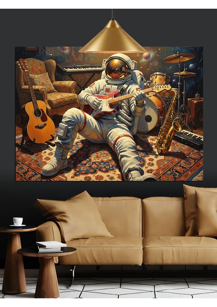 Müzisyen Astronot Dekoratif Kanvas - Mdf Ahşap Tablo fiyatları