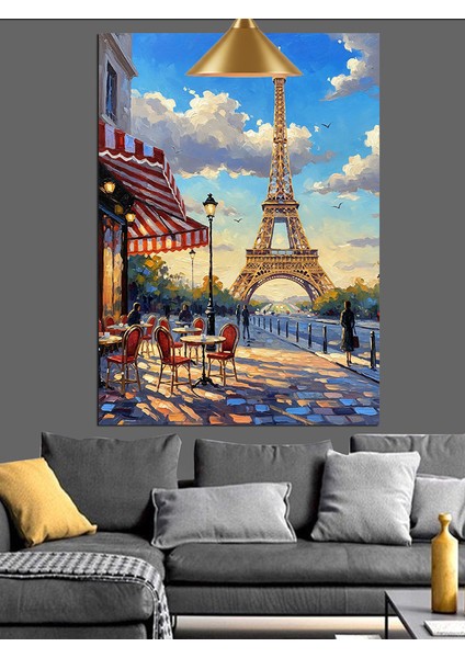 Eyfel Kulesi Paris Gece Manzarası Dekoratif Kanvas - Mdf Ahşap Tablo fiyatları