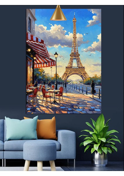 Eyfel Kulesi Paris Gece Manzarası Dekoratif Kanvas - Mdf Ahşap Tablo indirimleri